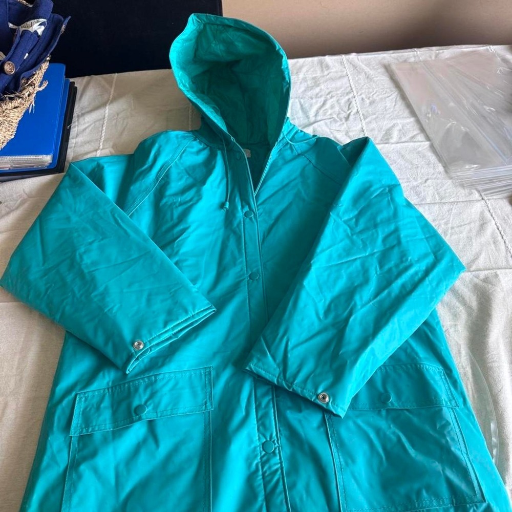 Blair Women's Medium Teal Raincoat with Hood